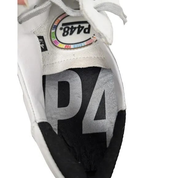 P448 Jack Pride Womens W12 M10 EU 43 Shoes White Rainbow Sole Lace Up Low Top