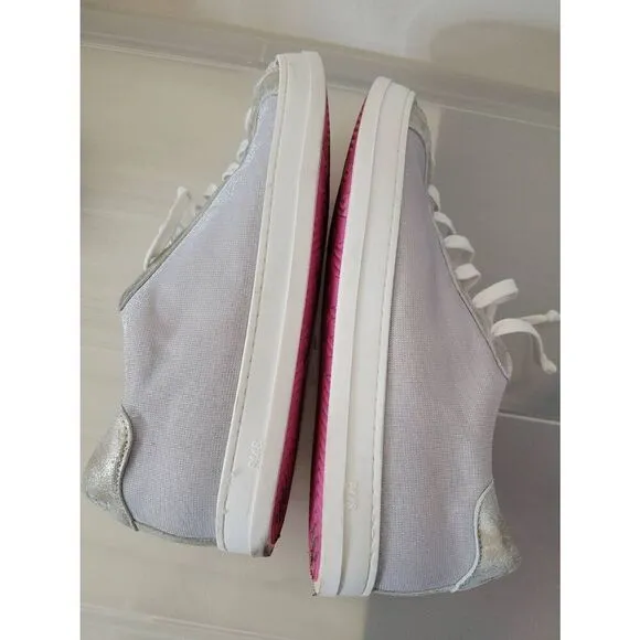 P448 John Sneaker Metallic Silver Pearl Low Top Shoes Snakeskin Sz 40, 9.5