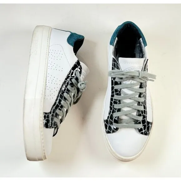 P488 Thea Shabby Mens Shoes White Leather Low Top Casual Sneakers EU 41 US 8