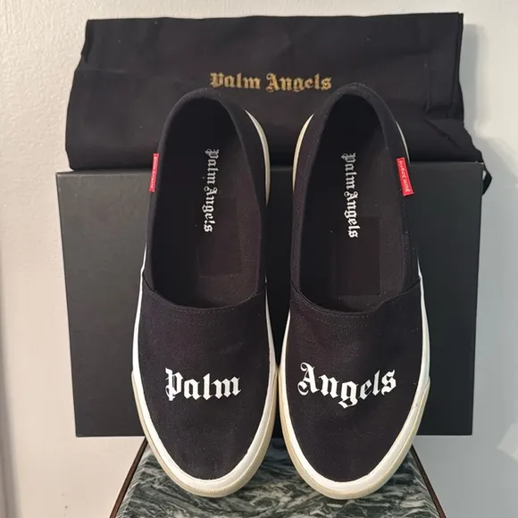 Palm Angels Men’s Logo Printed Low Top Slip On Sneakers