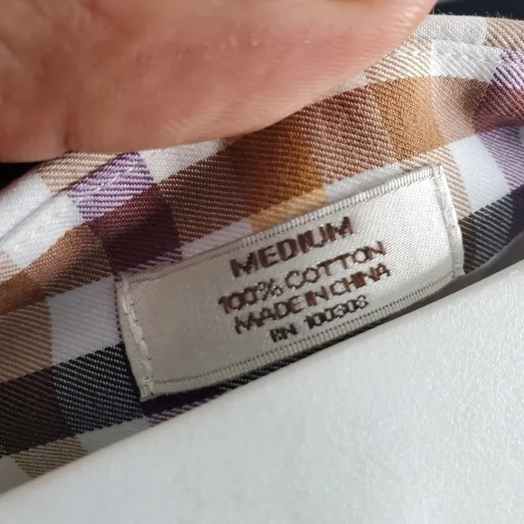 Peter Millar Plaid Button Down Shirt Men Size Medium Orange Purple