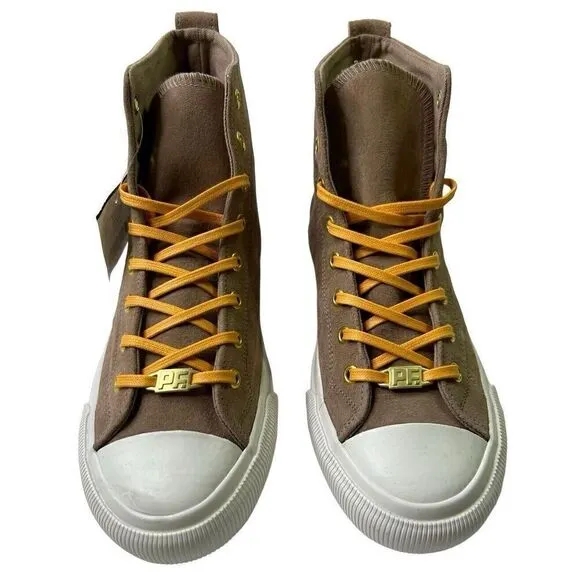 PF Flyers Shoes Beige Sz Men's 7.5 Women's 9 Suede Leather Hightop Sneakers