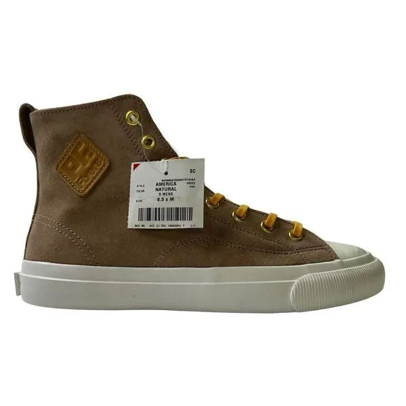 PF Flyers Shoes Beige Sz Men's 7.5 Women's 9 Suede Leather Hightop Sneakers