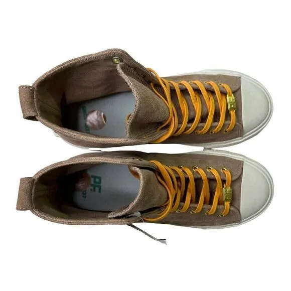 PF Flyers Shoes Beige Sz Men's 7.5 Women's 9 Suede Leather Hightop Sneakers