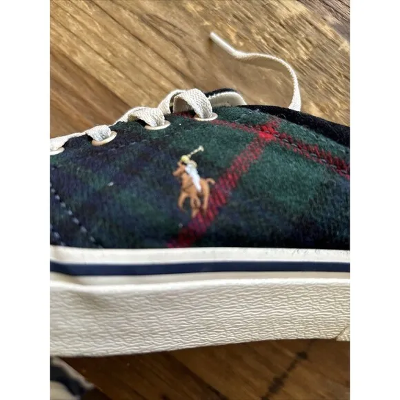 Polo Ralph Lauren Faxon X Tartan Plaid Leather Pony Shoes Sz9 Designer SoHo 90s