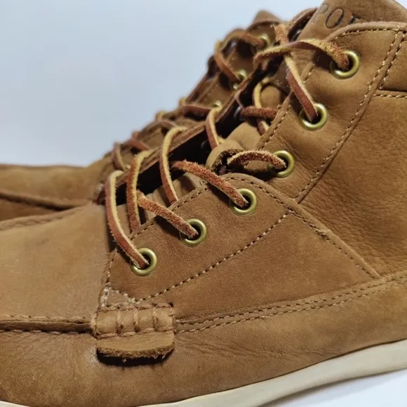Polo Ralph Lauren Tavis Brown High Top Nubuck Leather Shoes Size 10.5D