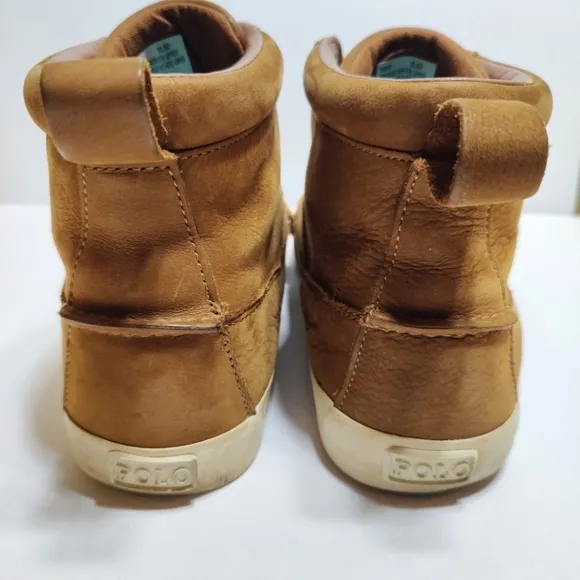 Polo Ralph Lauren Tavis Brown High Top Nubuck Leather Shoes Size 10.5D
