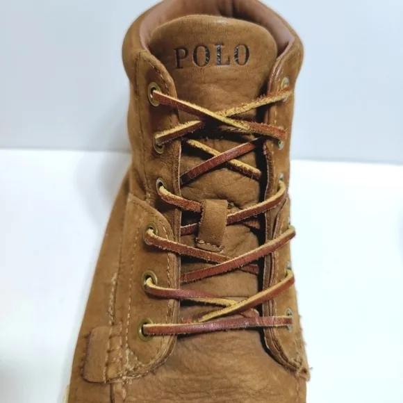 Polo Ralph Lauren Tavis Brown High Top Nubuck Leather Shoes Size 10.5D