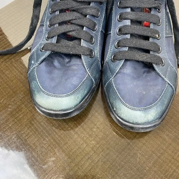 Prada Leather and Nylon Low Top Sneakers Shoes Men's 8