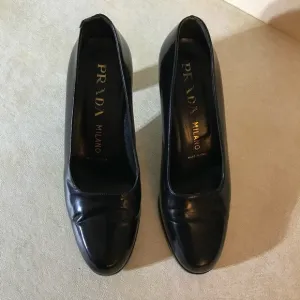 Prada Milano Vero Cuoio black pump heel Shoes size 37.5