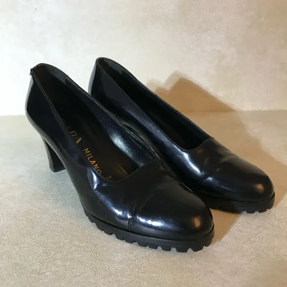 Prada Milano Vero Cuoio black pump heel Shoes size 37.5