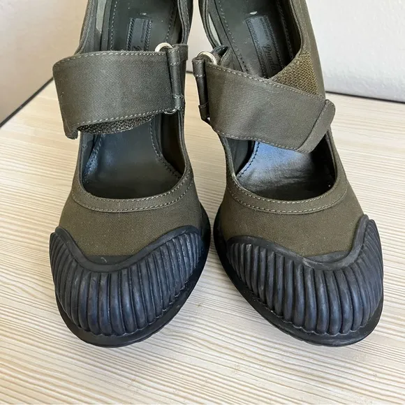 Prada military 2014 spring release Stylish Olive Green Heels eu 39 size 8.5 / 9