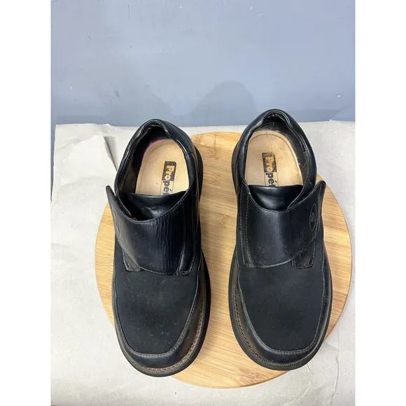Propet Shoes Mens 10 XX Pedwalker Black Strap Loafer Comfort MPED15 Leather