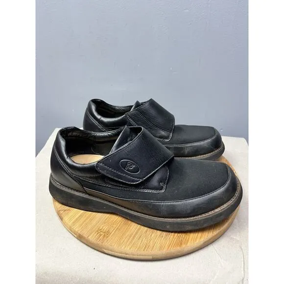 Propet Shoes Mens 10 XX Pedwalker Black Strap Loafer Comfort MPED15 Leather