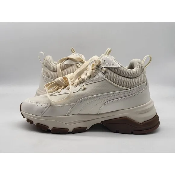 Puma Cassia Via Mid Womens Beige Off White Mid Top Shoes Size 7.5