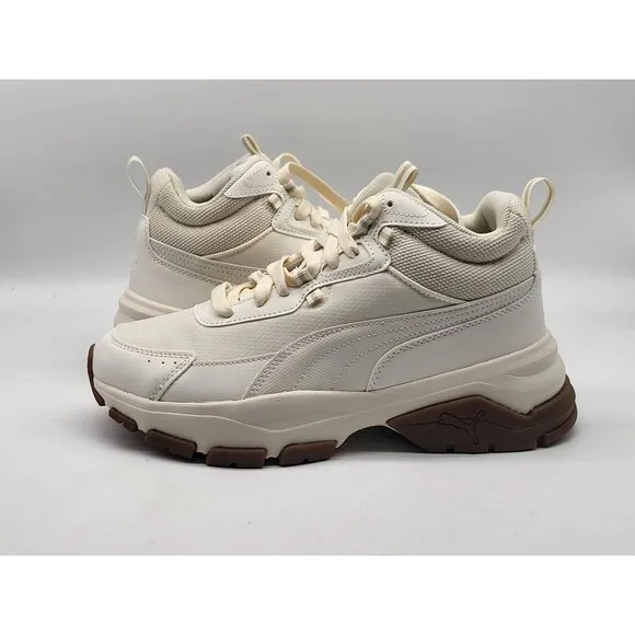 Puma Cassia Via Mid Womens Beige Off White Mid Top Shoes Size 7.5