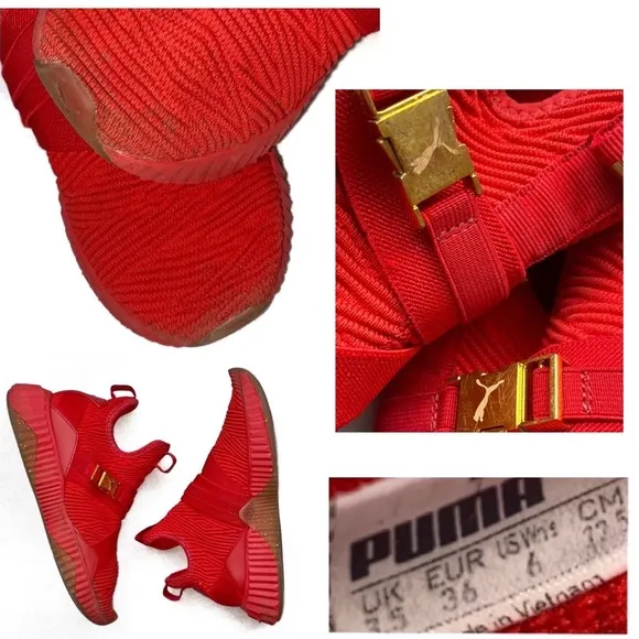Puma Defy Red / Gold / Gum Sole Mid Athletic Shoes