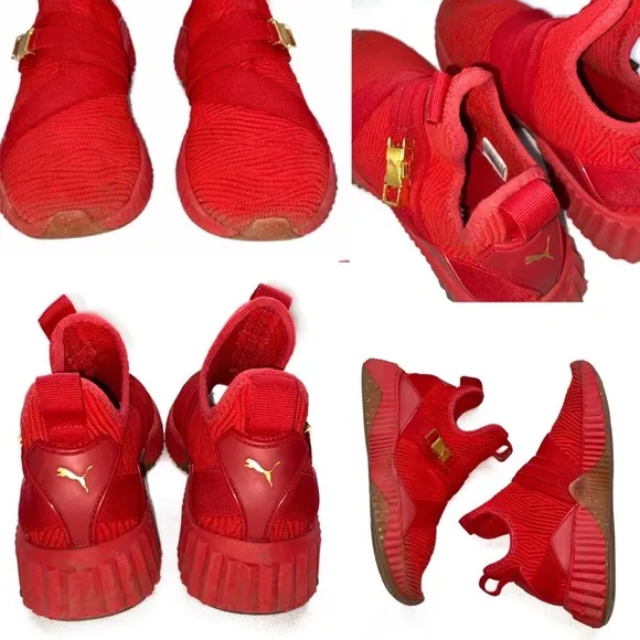 Puma Defy Red / Gold / Gum Sole Mid Athletic Shoes