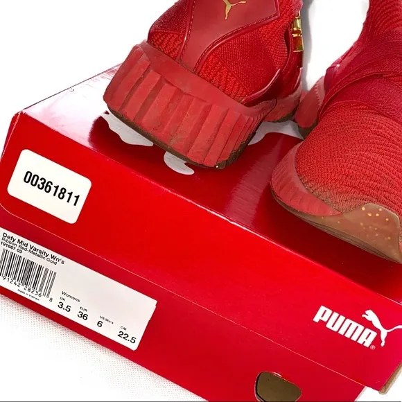 Puma Defy Red / Gold / Gum Sole Mid Athletic Shoes