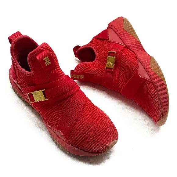 Puma Defy Red / Gold / Gum Sole Mid Athletic Shoes
