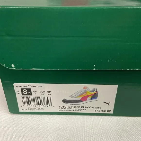 PUMA Future Rider Play On Sneakers Yellow Alert/White/Hot Pink Size 8.5 NIB!