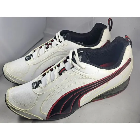 Puma Mens White &amp; Red Athletic Shoes Size 10,5