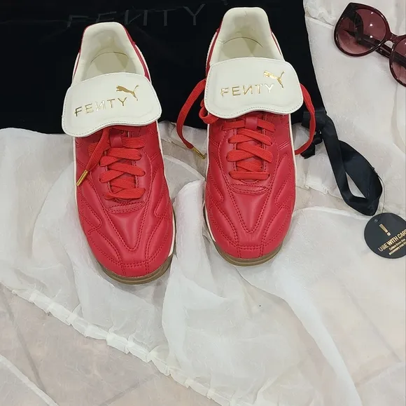 Puma Red and White Athletic Shoes Leather NWOB