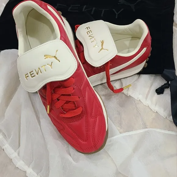 Puma Red and White Athletic Shoes Leather NWOB