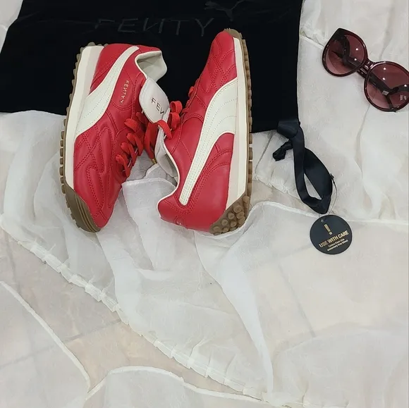 Puma Red and White Athletic Shoes Leather NWOB