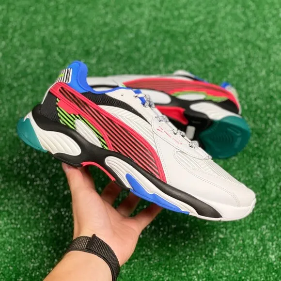 Puma RS Low Top Mens Running Shoes White Blue Red 382986-01 NEW Multi Sz