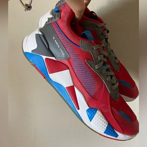 Puma Rs x Retro Red Steel Gray Indigo Sneakers Size 10.5