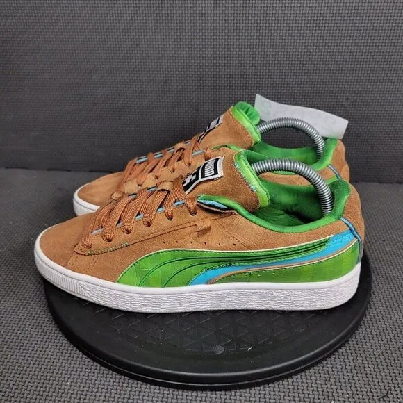 Puma Suede x Minecraft Shoes Mens Sz 7.5 Brown Green Low Top Sneakers Trainers