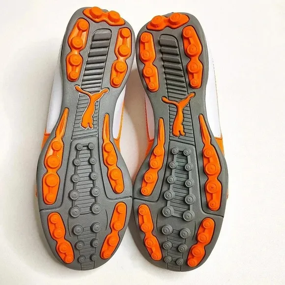 Puma Titan Tour v2 White Orange Lace Up Golf Shoes Men's Size 5 Women's 7