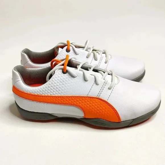 Puma Titan Tour v2 White Orange Lace Up Golf Shoes Men's Size 5 Women's 7