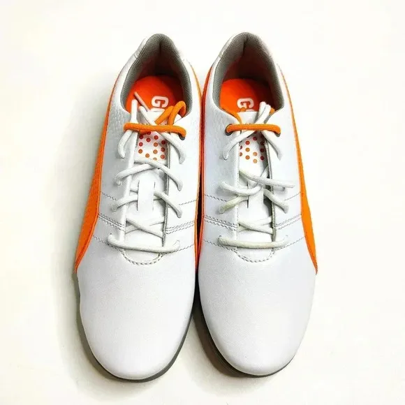 Puma Titan Tour v2 White Orange Lace Up Golf Shoes Men's Size 5 Women's 7