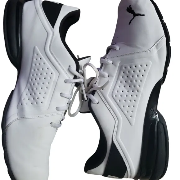 Puma White and Black Athletic Shoes with Synthetic Upper