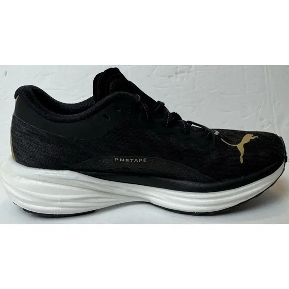 Puma Womens Size 6 Black Deviate Nitro 2 Team Gold Running Sneakers Shoes
