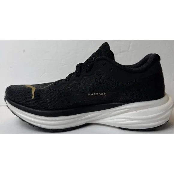Puma Womens Size 6 Black Deviate Nitro 2 Team Gold Running Sneakers Shoes