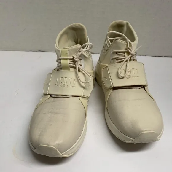 Puma Womens Sz 7.5 The Fenty Rihanna Cream Colored High Top Sneaker Shoes   1903
