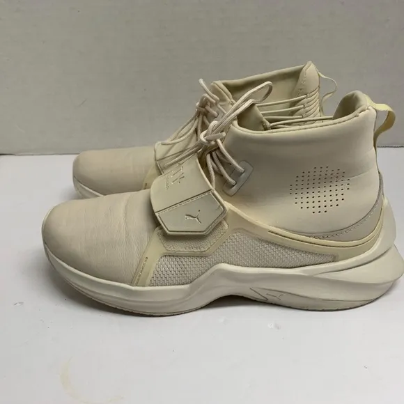 Puma Womens Sz 7.5 The Fenty Rihanna Cream Colored High Top Sneaker Shoes   1903