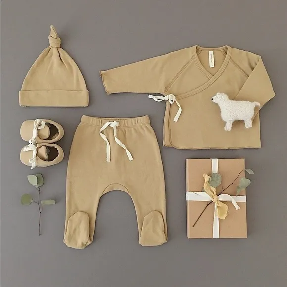 Quincy Mae honey kimono set with pants 6/12M