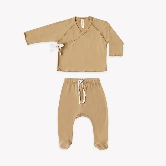 Quincy Mae honey kimono set with pants 6/12M