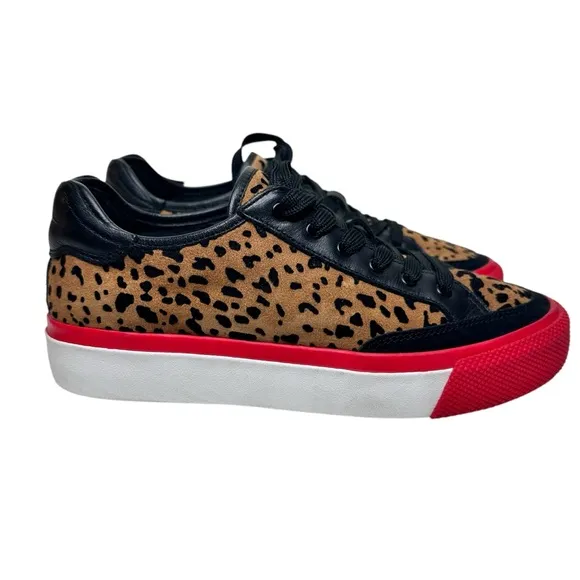Rag &amp; Bone Army Cheetah Leather Sneakers SZ 37 Shoes Brown Black Red