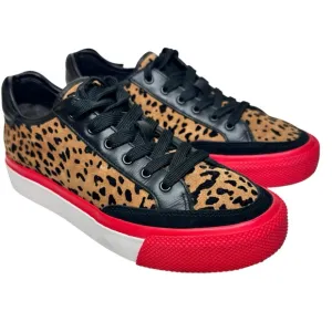 Rag &amp; Bone Army Cheetah Leather Sneakers SZ 37 Shoes Brown Black Red