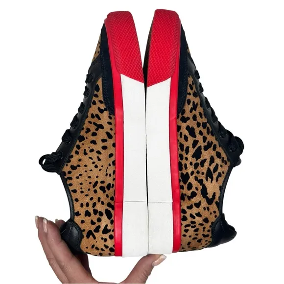 Rag &amp; Bone Army Cheetah Leather Sneakers SZ 37 Shoes Brown Black Red