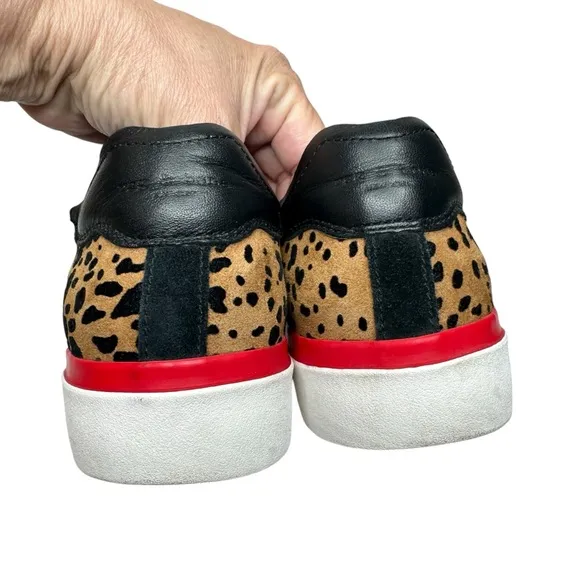 Rag &amp; Bone Army Cheetah Leather Sneakers SZ 37 Shoes Brown Black Red