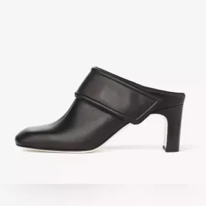 Rag &amp; Bone NY Elliot Mid Heel Mules Womens Size 5 US/35 Black Leather