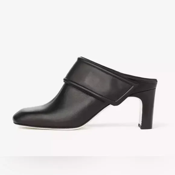 Rag &amp; Bone NY Elliot Mid Heel Mules Womens Size 5 US/35 Black Leather