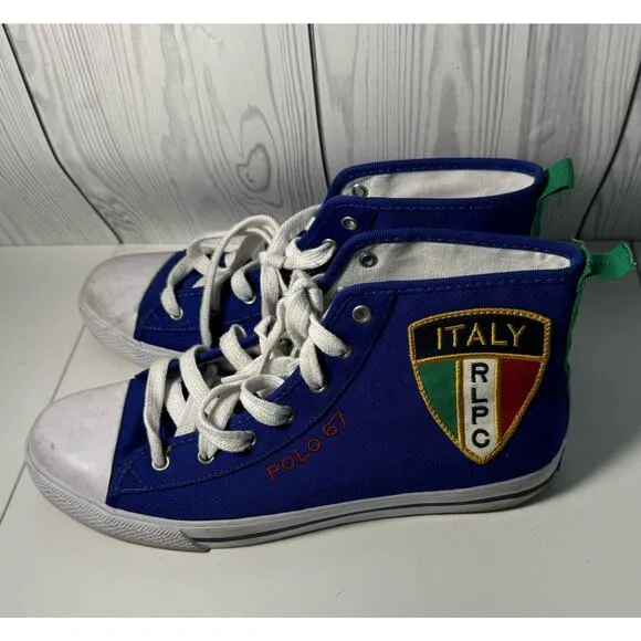 Ralph Lauren Polo 67 Italy Rudy Blue High Top  Men Size 11D Sneakers (READ)