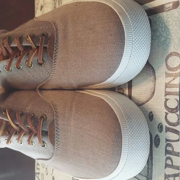 RALPH LAUREN POLO VAUGHN  CANVASS SHOES BEIGE BROWN SHOE MEN'S 10.5M LIKE NEW!